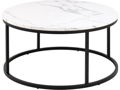 Okrúhly konferenčný stolík Spiro - biely mramor / čierna
