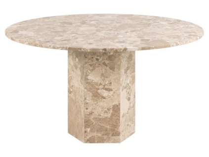 Okrúhly jedálenský stôl Naxos - svetlohnedý mramor