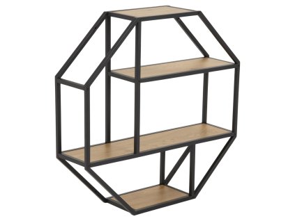 Závesná polica Seaford - dub divoký / čierna