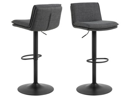 2x Barová stolička Flynn - tmavosivá / čierna