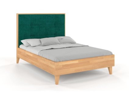 Výpredaj: Drevená posteľ s čalúneným čelom Frida buk - biela (200 x 200 cm)