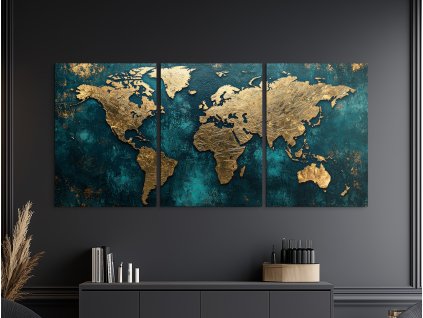 Mapa sveta v luxusných zlatých tónoch