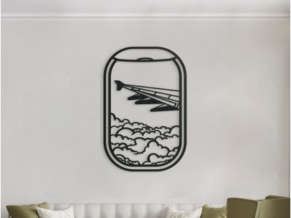 AKCIA Drevený obraz na stenu Okno lietadla 44,5x29 cm, čierna