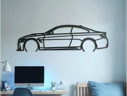 AKCIA Drevený obraz na stenu BMW M4 - 30x103 cm, čierna