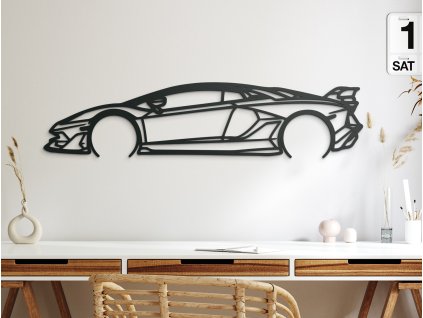 AKCIA Obraz Lamborghini 22 Aventador SVJ - 31,5x133 cm, antracit