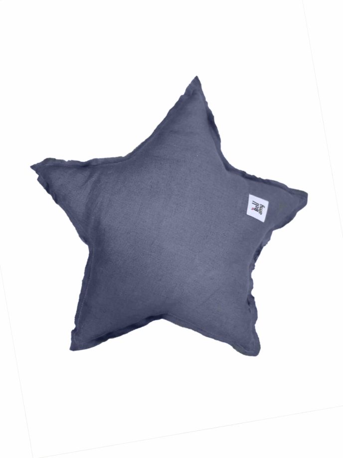 Bellamy Ľanový dekoračný vankúš hviezda - navy modrá