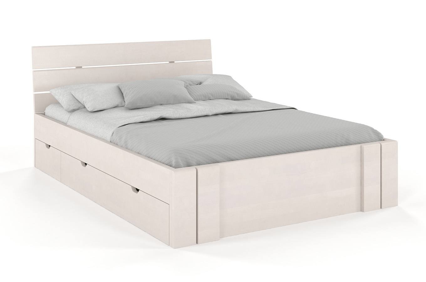 CHROB Masívna posteľ Arhus buk s úložným priestorom - biela Rozmer postele: 140 x 200 cm