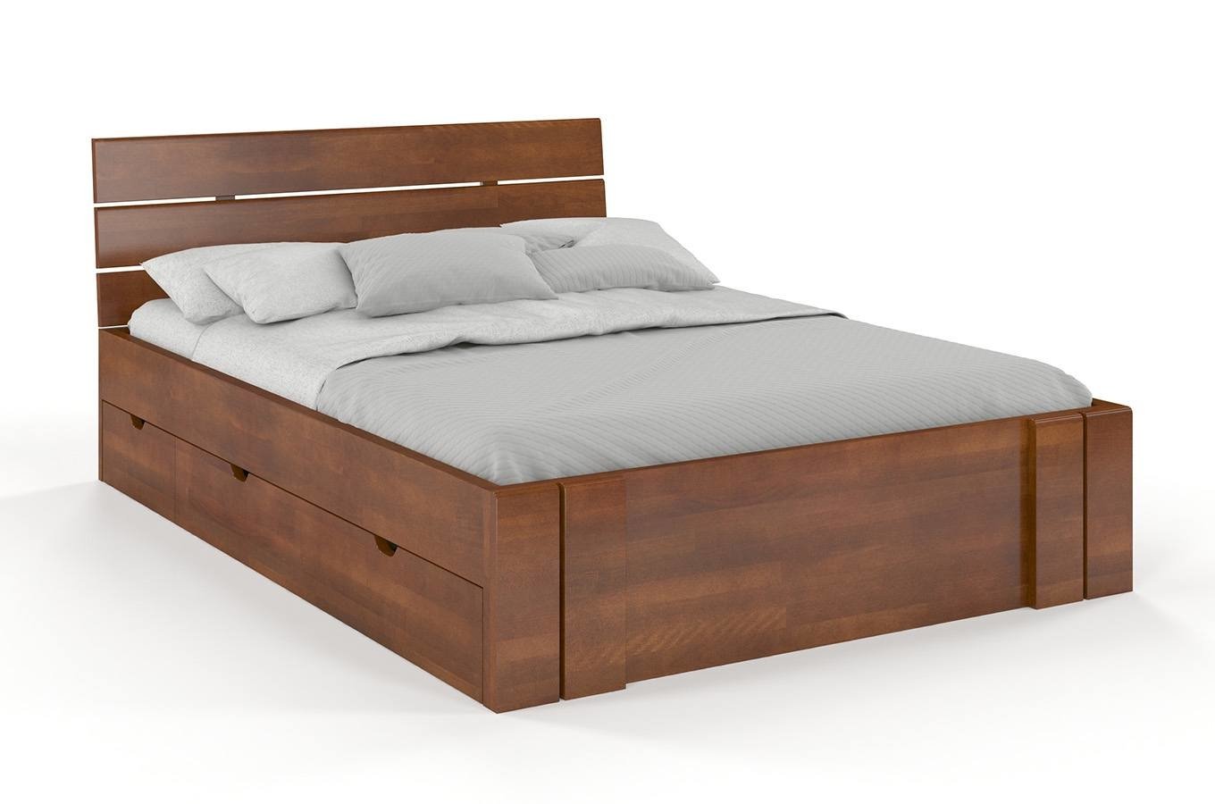 CHROB Masívna posteľ Arhus buk s úložným priestorom - orech Rozmer postele: 140 x 200 cm