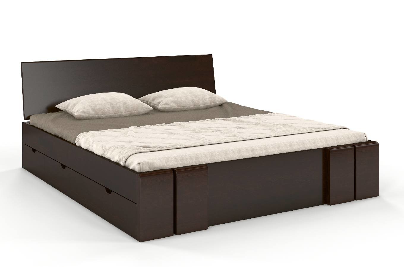 CHROB Masívna posteľ s úložným priestorom Vestre borovica - palisander Rozmer postele: 120 x 200 cm