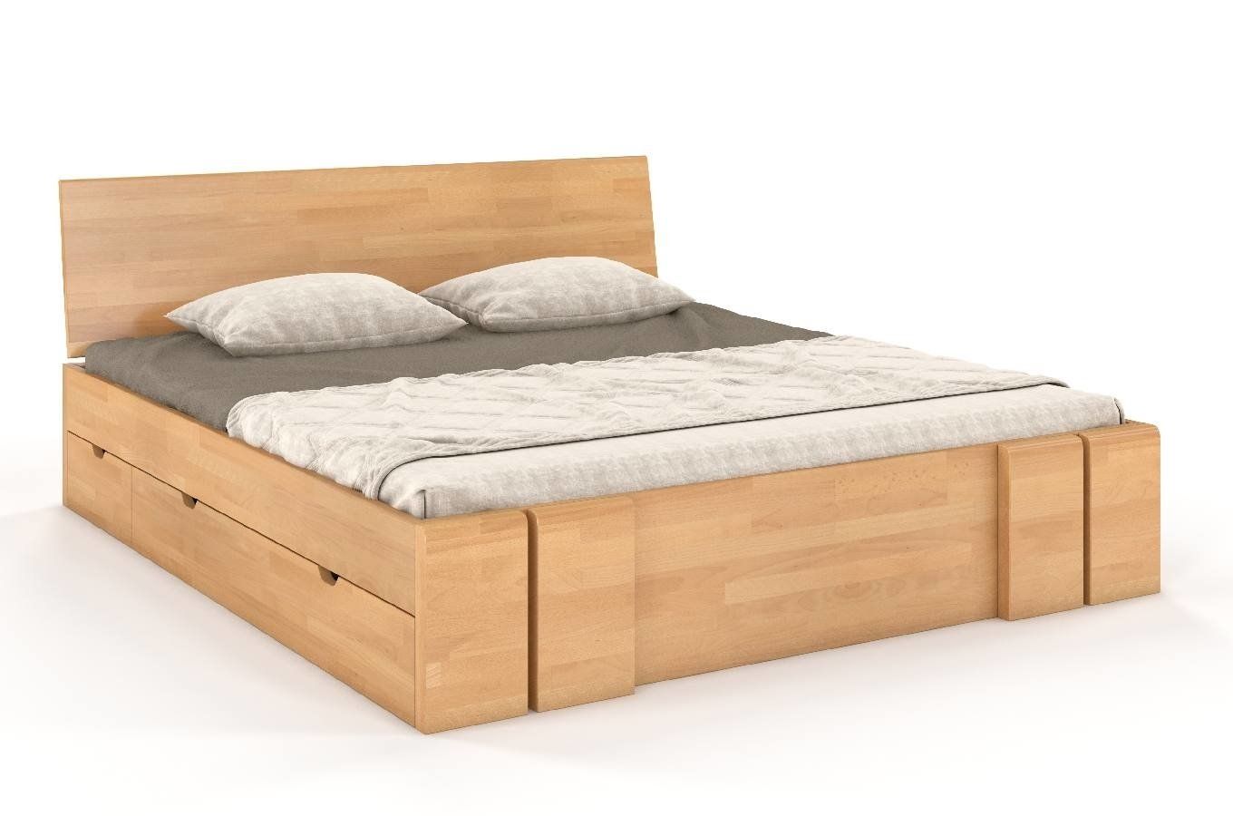 CHROB Masívna posteľ s úložným priestorom Vestre buk - prírodná Rozmer postele: 120 x 200 cm