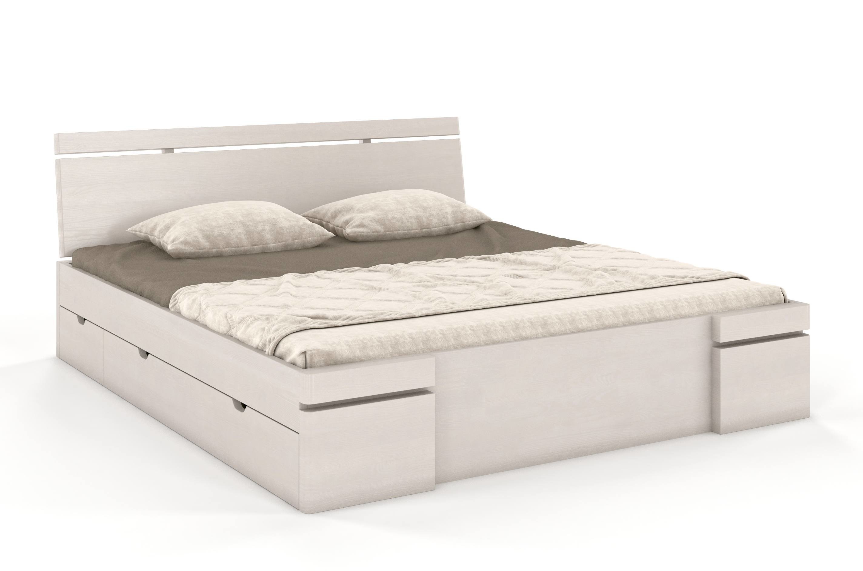 CHROB Drevená posteľ Sparta z borovice s úložným priestorom - biela Rozmer postele: 120 x 200 cm