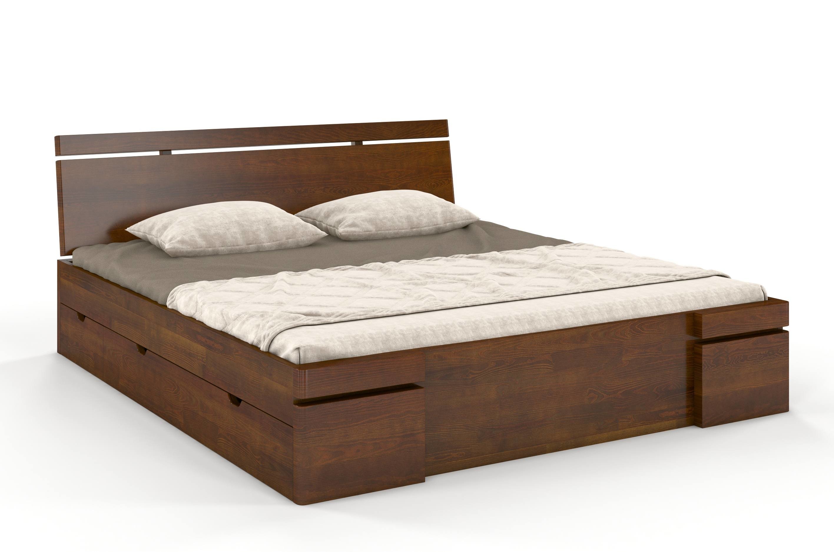 CHROB Drevená posteľ Sparta z borovice s úložným priestorom - orech Rozmer postele: 120 x 200 cm