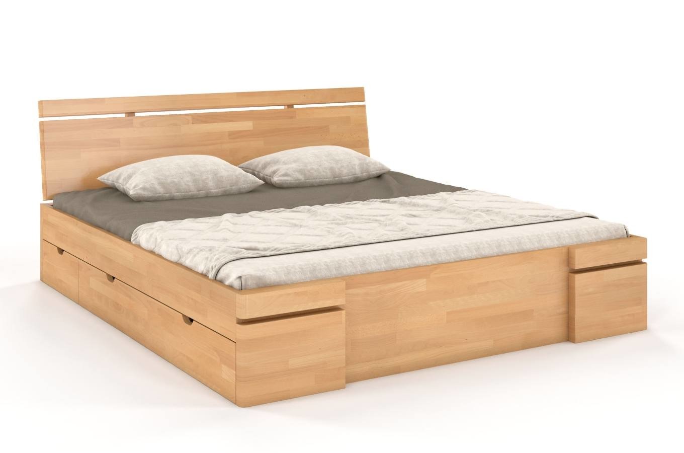 CHROB Drevená posteľ Sparta buk s úložným priestorom - prírodná Rozmer postele: 120 x 200 cm