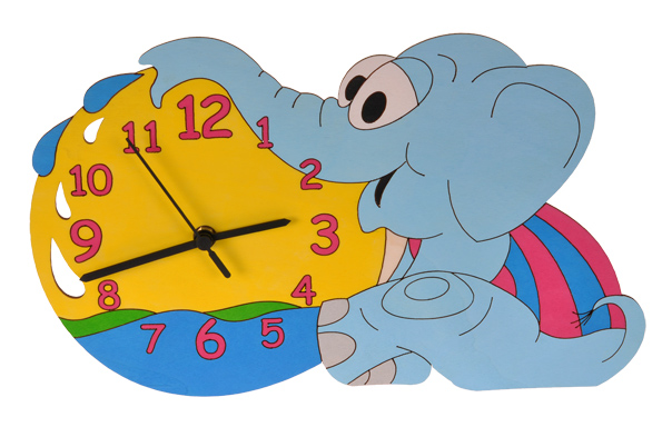 DoDo Detské drevené hodiny so slonom
