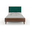 Posteľ z masívu s čalúneným čelom Frida borovica - palisander
