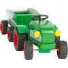 Drevený traktor s vlečkou - zelený
