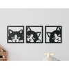 3-dielny drevený obraz do detskej izby Tri hravé mačičky