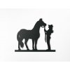 Drevená nálepka do detskej izby Jazdkyňa s koňom