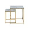 Set príručných stolíkov Alisma (2 ks) - biely mramor / zlatá