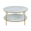 Okrúhly konferenčný stolík Alisma B - biely mramor / zlatá