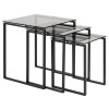Set príručných stolíkov Katrine (3 ks) - dymové sklo / čierna