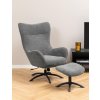 Relaxačné kreslo s podnožkou Talgarth sivá : čierna