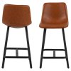 2x Barová stolička Oregon - hnedá ekokoža (retro) / čierna