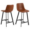 2x Barová stolička Oregon - hnedá ekokoža (retro) / čierna