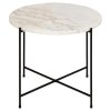 Okrúhly príručný stolík Avila 52 - biely mramor / čierna