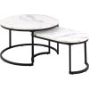 Konferenčný stolík Spiro (2 ks) - biely mramor / čierna