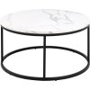 Okrúhly konferenčný stolík Spiro - biely mramor / čierna