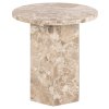 Okrúhly príručný stolík Naxos - svetlohnedý mramor