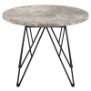 Okrúhly príručný stolík Prunus - hnedý mramor / čierna