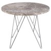 Okrúhly príručný stolík Prunus - hnedý mramor / chróm