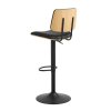 Barová stolička Owen - čierna ekokoža / dub