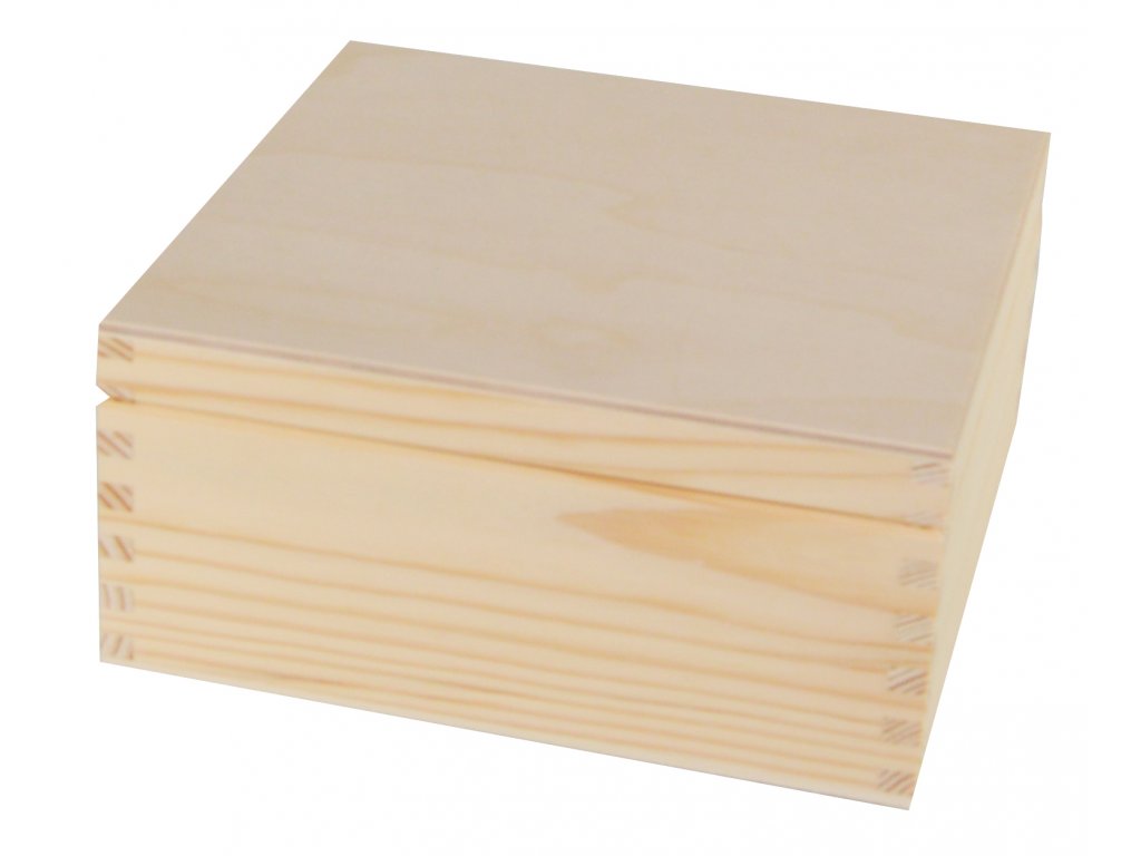 Dřevěná dárková krabička s víkem - 20 x 20 x 13 cm, přírodní -  drevoaprouti.cz