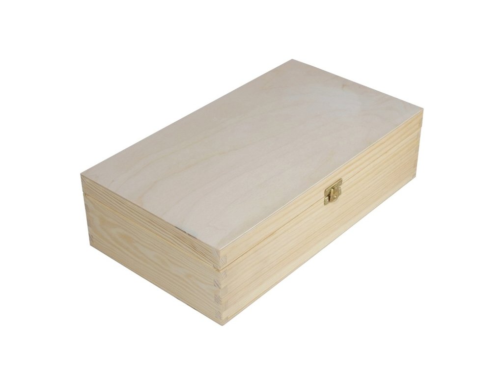 Dřevěná krabička na dvě vína se zapínáním, přírodní, vhodné pro gravírování  nebo decoupage - drevoaprouti.cz