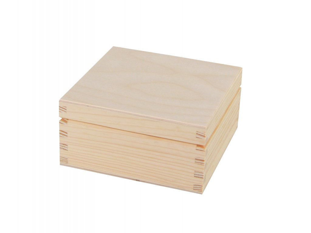 Dřevěná krabička s víkem - 12,5 x 12,5 x 6 cm - 2. JAKOST!