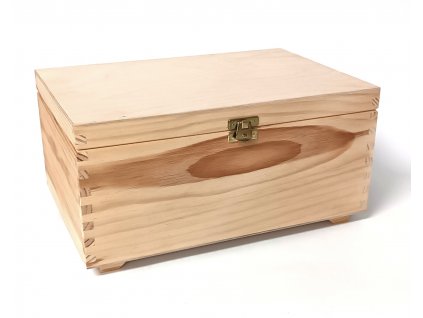 Dřevěná krabička s víkem, zapínáním a dvěma organizéry - 30 x 20 x 15 cm, přírodní