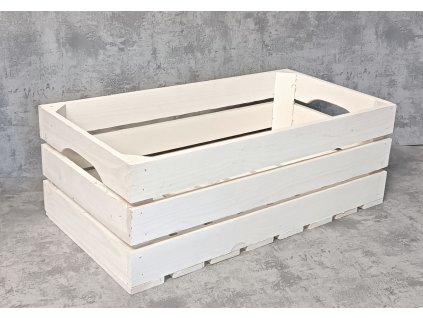 Dřevěná bedýnka - bílá 50x27x18 cm