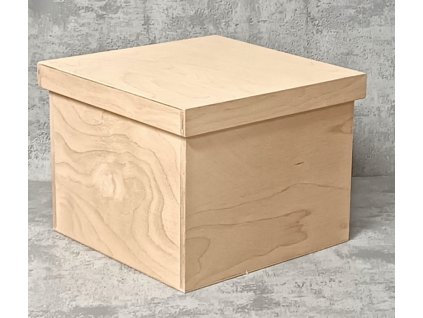 Dřevěná krabička s víkem  - 25 x 25 x 20 cm, přírodní