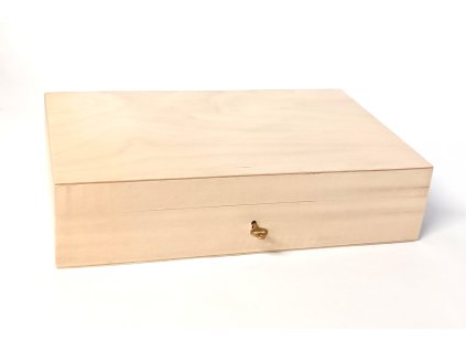 Dřevěná truhla na šperky se zámkem, 25 x 15 cm, přírodní - 2. JAKOST!