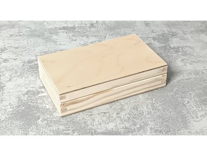 Dřevěná krabička s víkem nejen na šperky - 16,5 x 10 x 4 cm, přírodní