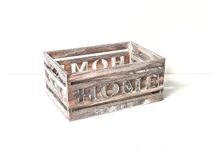 Dřevěná bedýnka HOME - 27 x 18 x 12 cm - patina - 2. JAKOST!