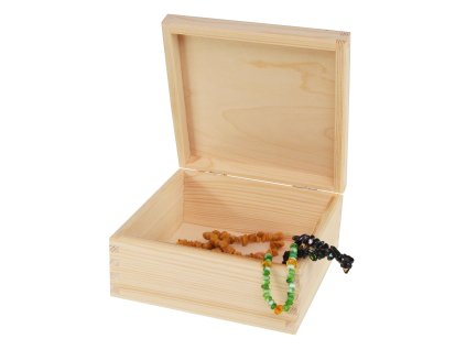 Dřevěná krabička s víkem - 16 x 12 x 8 cm - přírodní - 2. JAKOST!