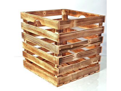 Dřevěná bedýnka 40x40x40 cm - opalovaná - 2. JAKOST!