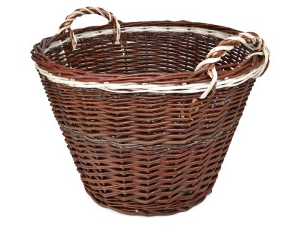 Kulatý proutěný koš dřevo a seno s dvěma uchy - Ø 55 cm