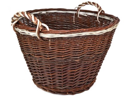 Kulatý proutěný koš dřevo a seno s dvěma uchy - Ø 60 cm