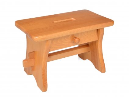 Dřevěná stolička se šuplíkem, nátěr pinie