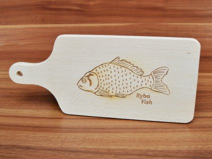 Bukové prkénko S RYBOU, pro rybáře - 32 x 14 cm